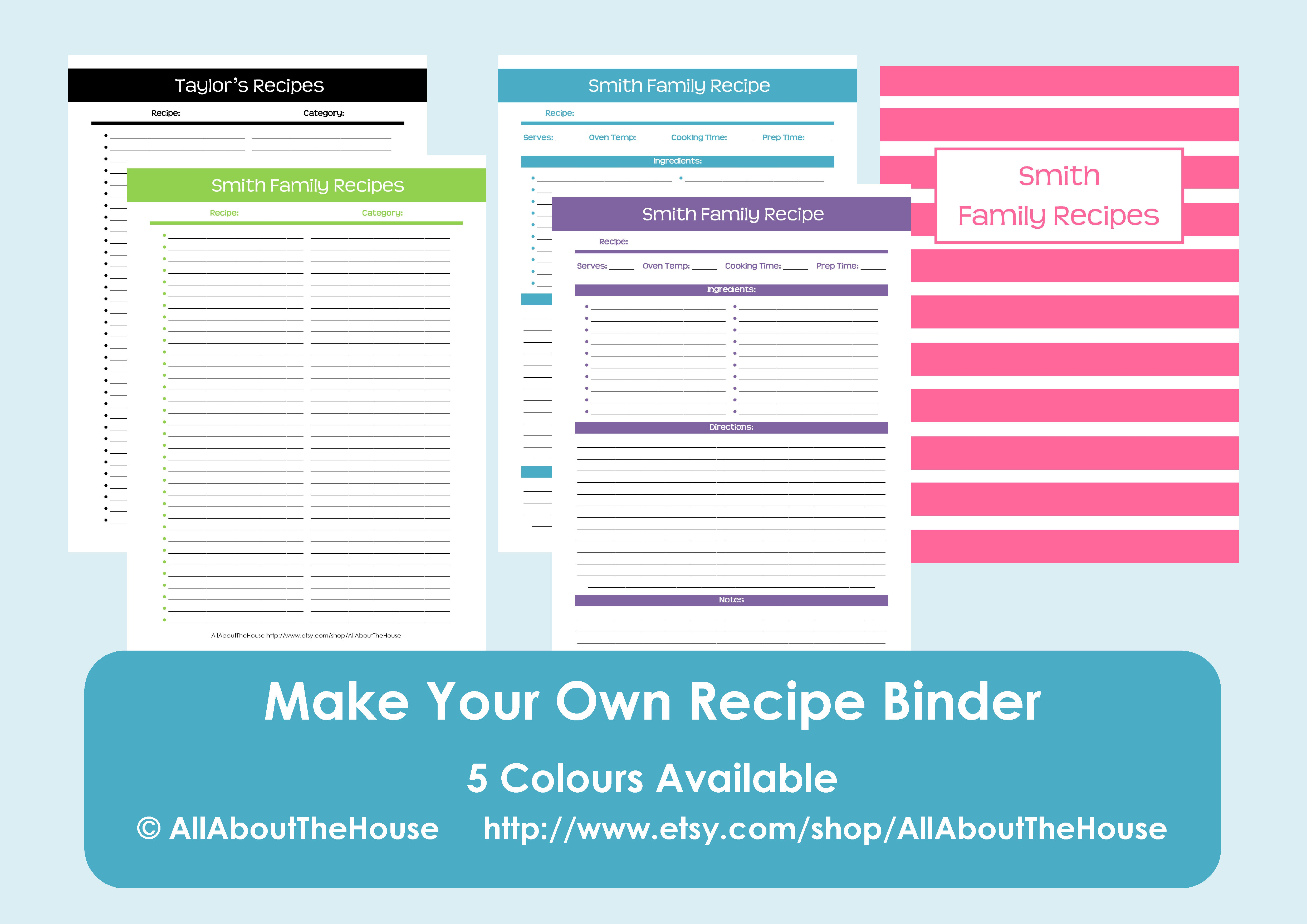 Make Your Own Personalised Printable Recipe Binder!