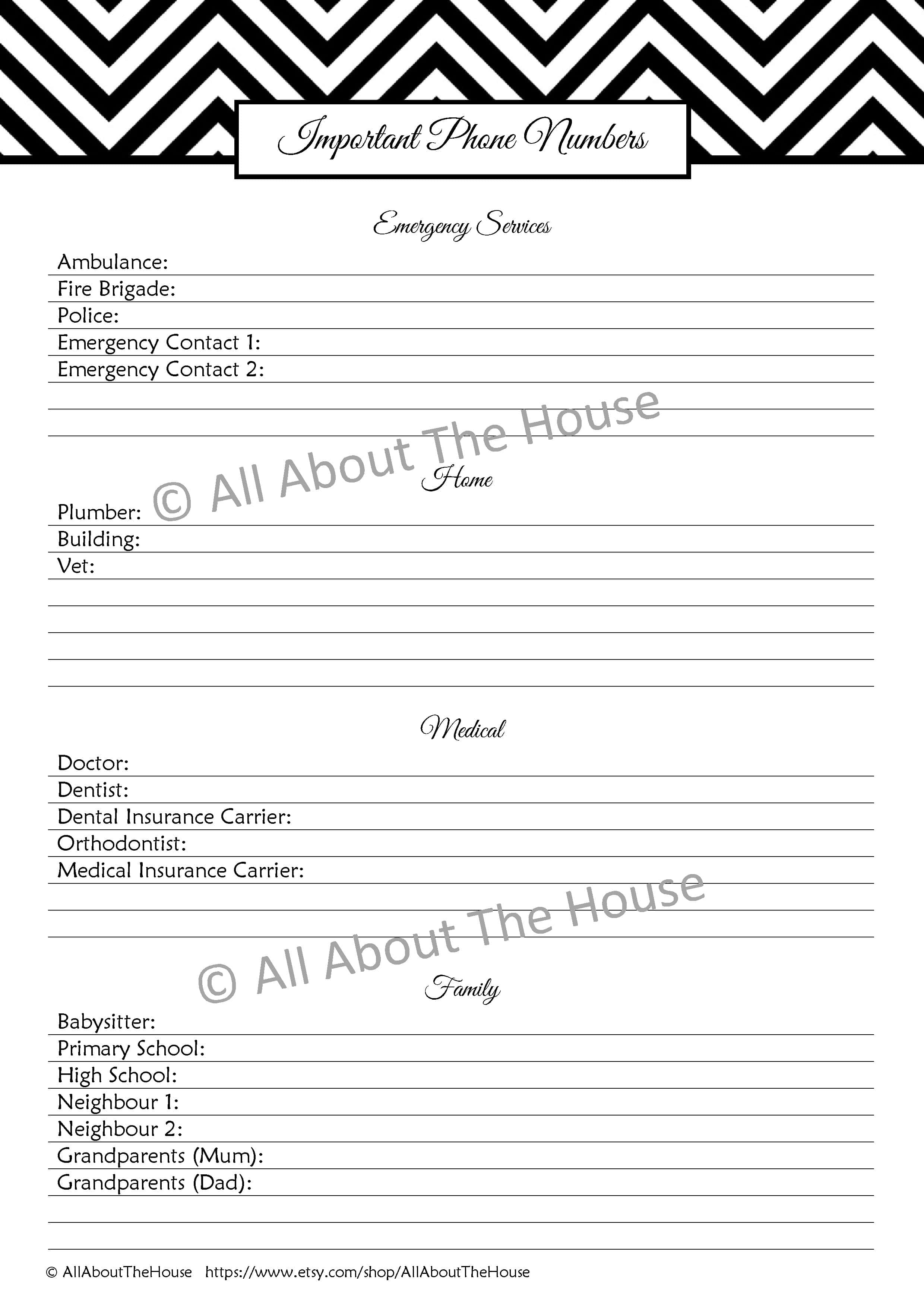 The Important Information Set – Household Binder Printables – All About ...