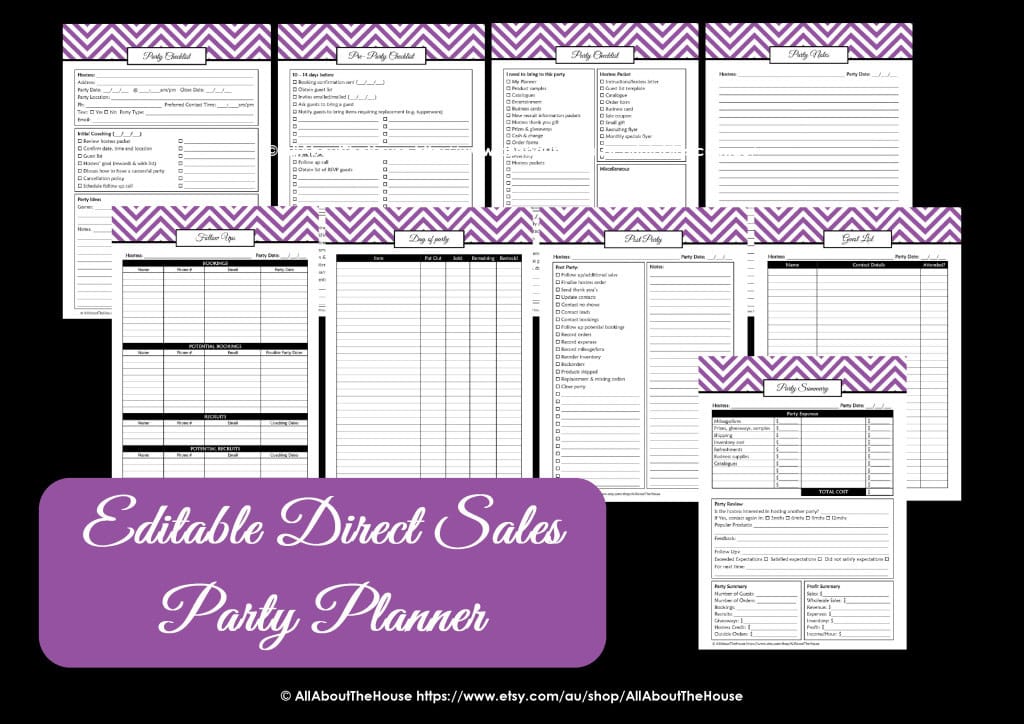 Printable Direct Sales Planner – EDITABLE – All About Planners