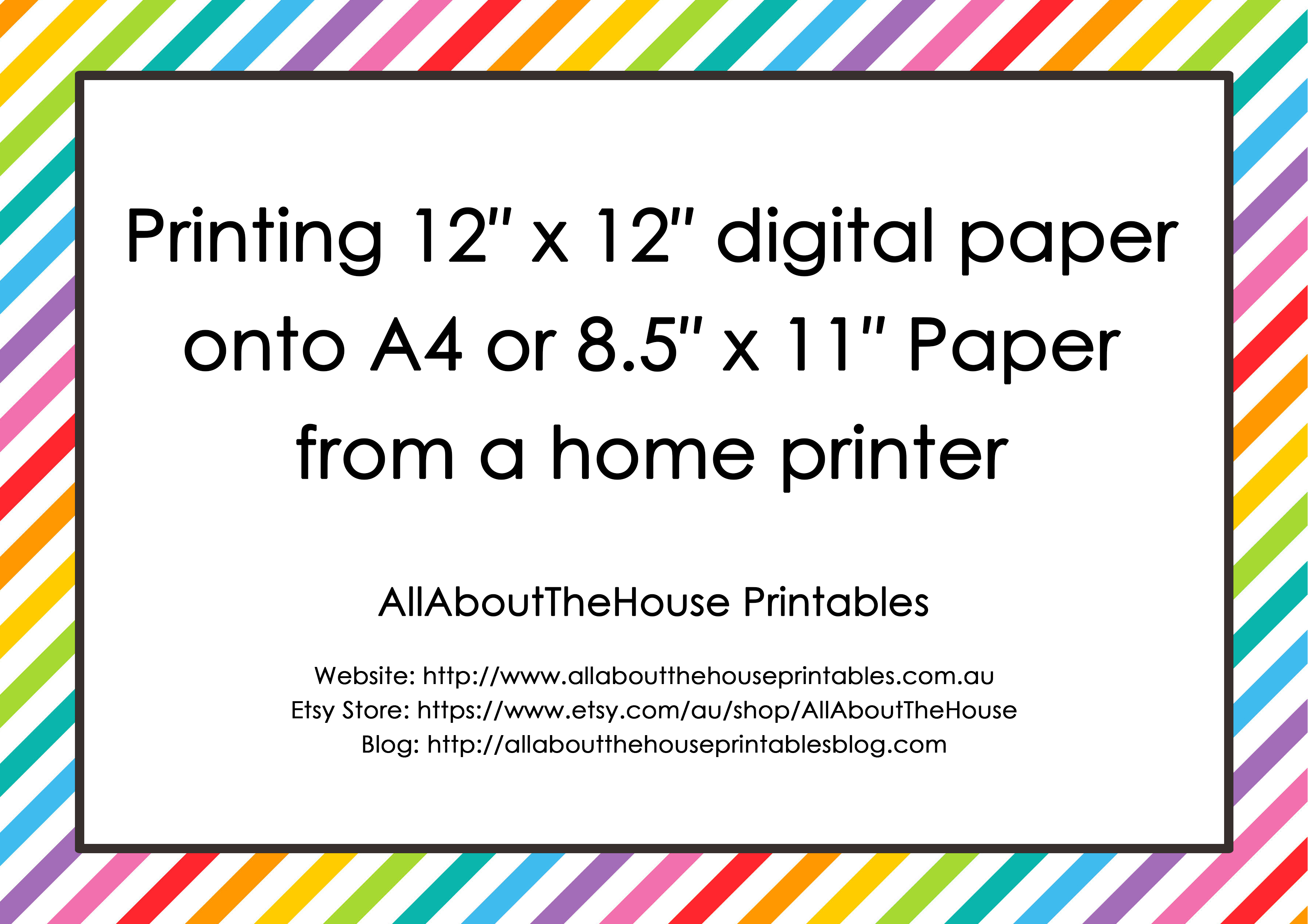 Printing 12″ x 12″ digital paper onto A4 or letter size paper from a home printer