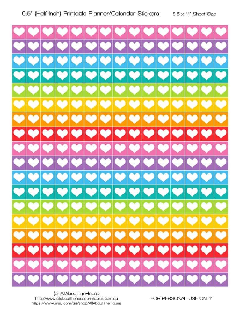 FREE Printable Planner Stickers – Date Night Hearts – All About Planners