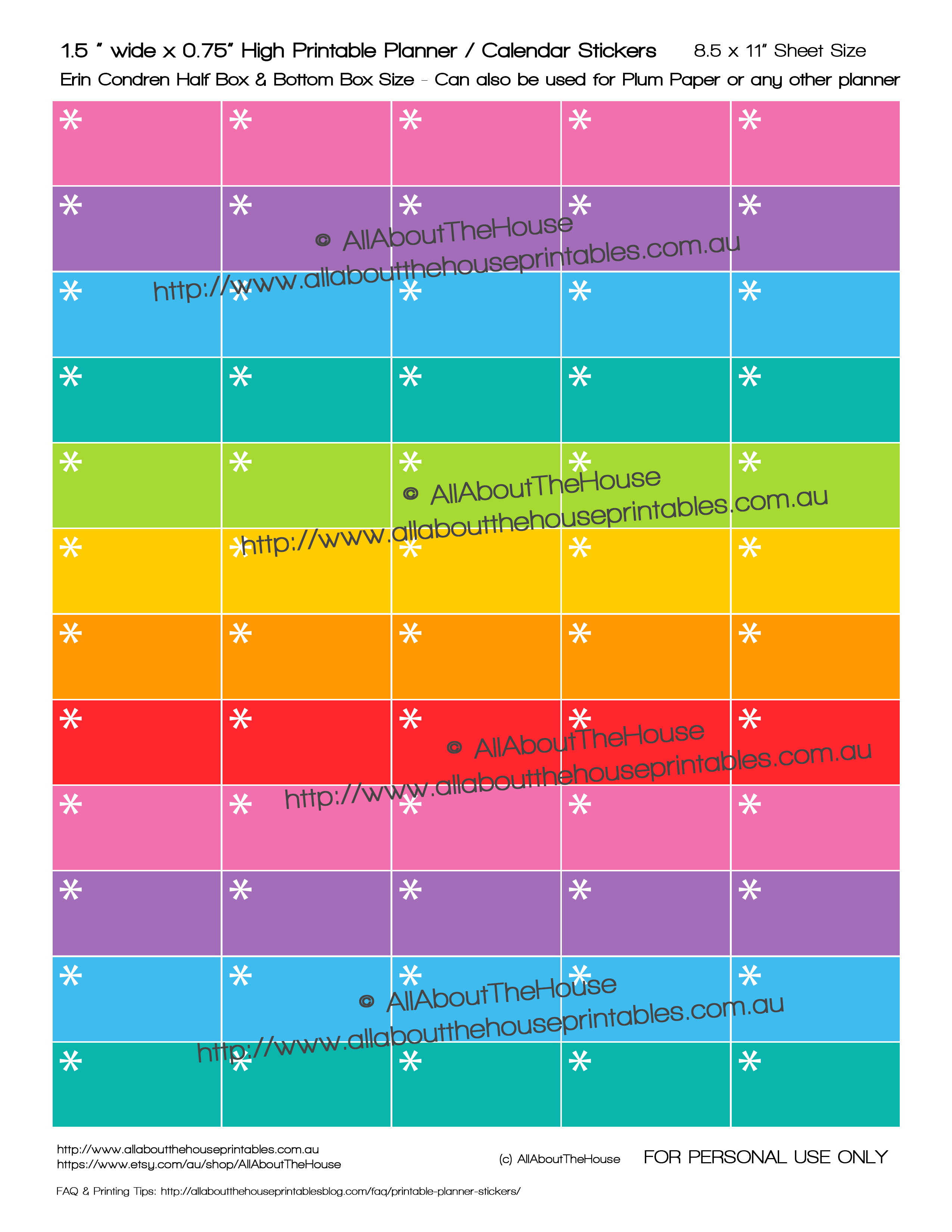 FREE Asterisk Planner Stickers Printable – DIY Downloadable PDF