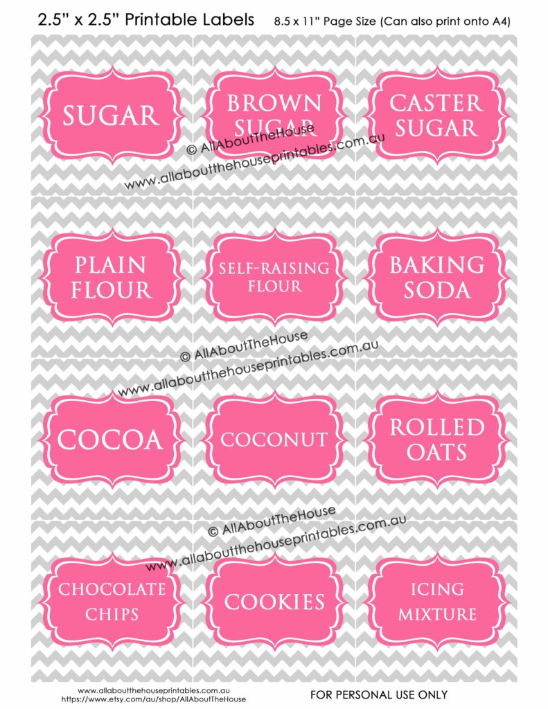 Pantry Labels - Grey Chevron Pink - Blank editable jpg pdf kitchen organization cooking printable storage label tupperware-min