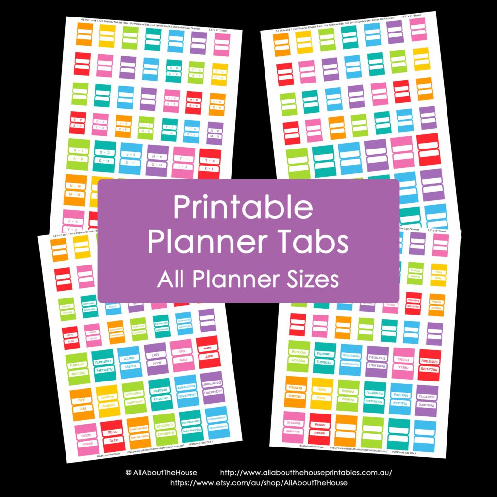 Printable Planner Tabs diary day planner weekly 2015 2016 rainbow-min