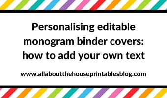 Personalising editable monogram binder covers