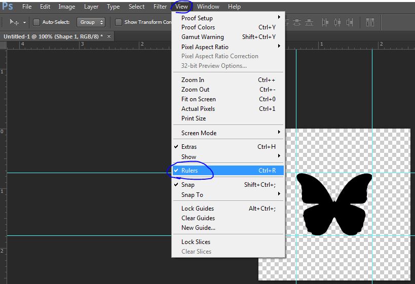 how to turn on rulers in photoshop