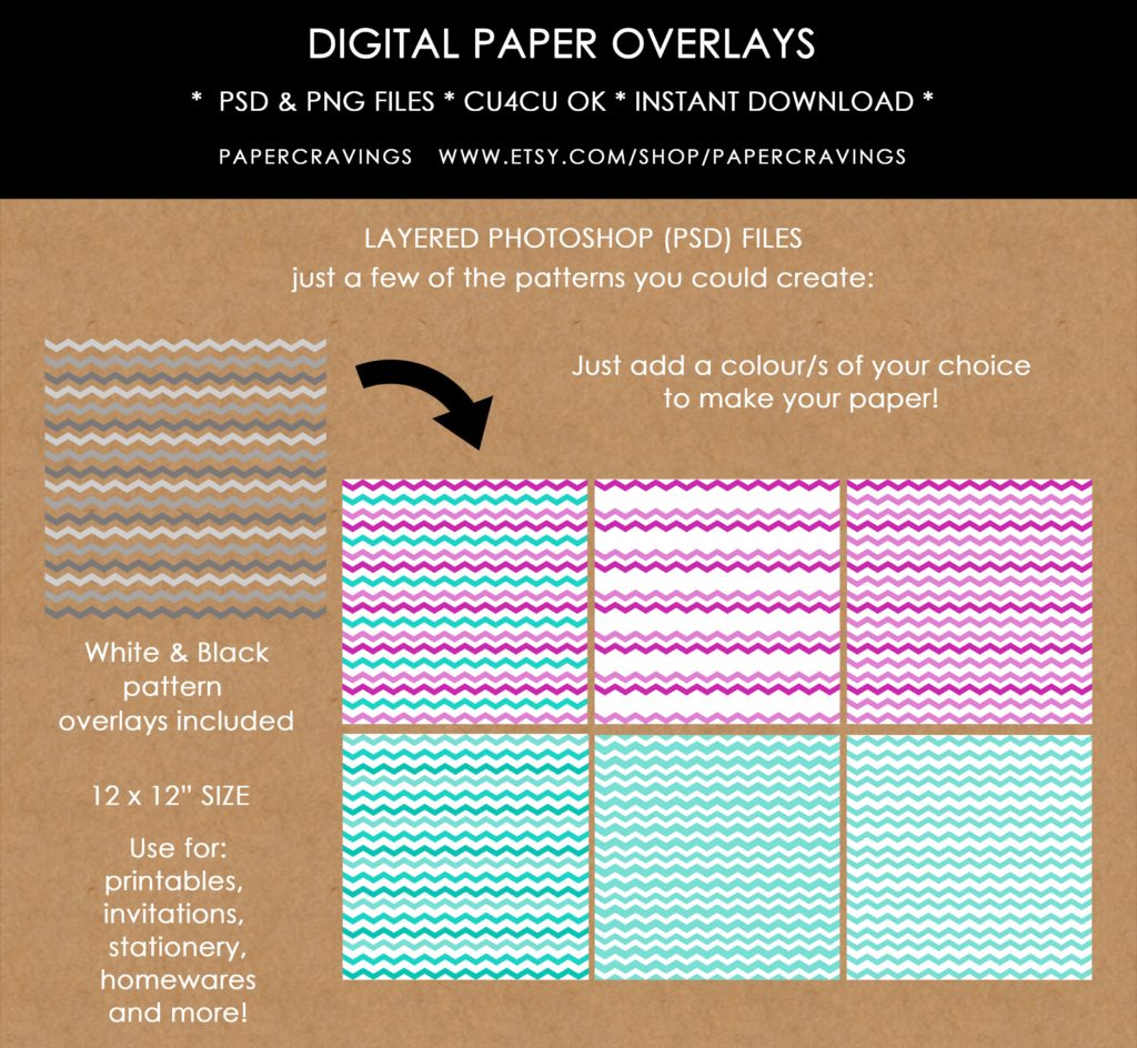 Digital Paper Overlays pattern template graphic design surface design photoshop designer resource chevron multicolored commercial use royalty fre-min