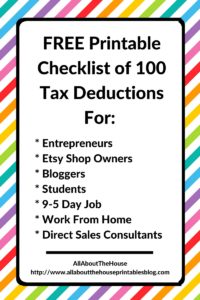 100 tax deductions for business owner, blogger, college student, entrepreneur, save on taxes, tax time, what can you claim