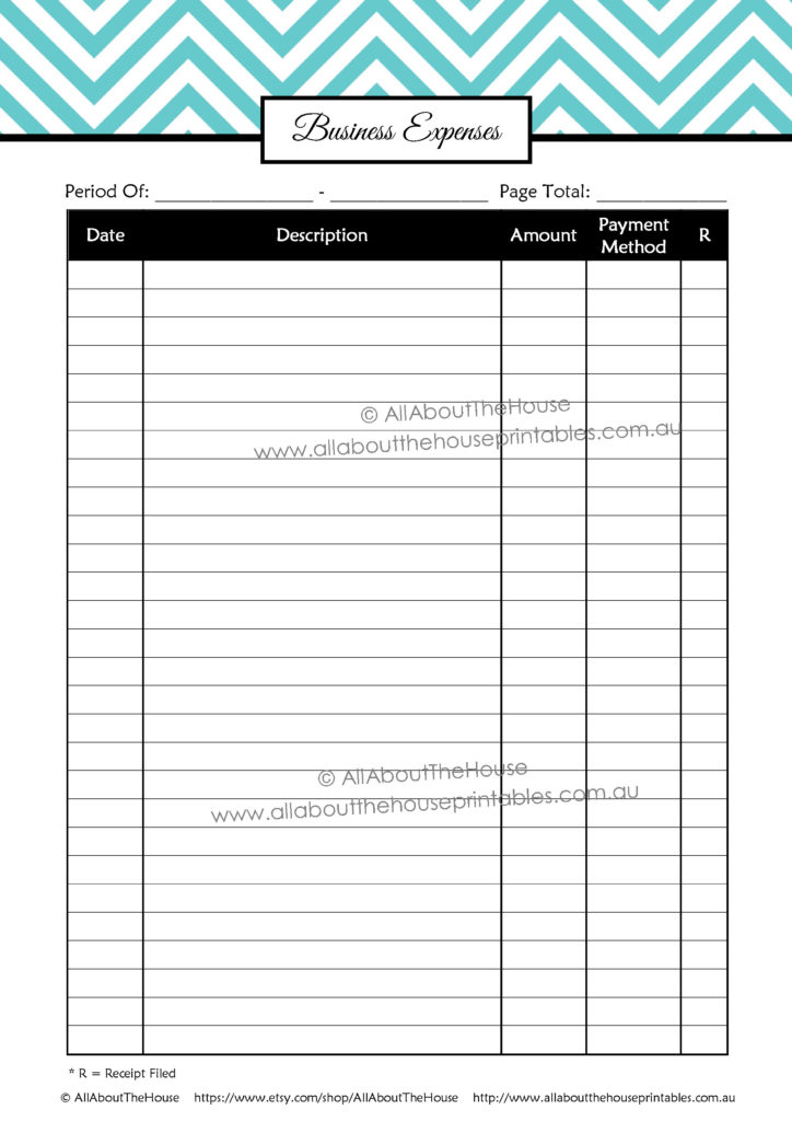 Business Expenses spreadsheet tracker how to organize taxes printable allaboutthehouse editable fillable pdf blogging