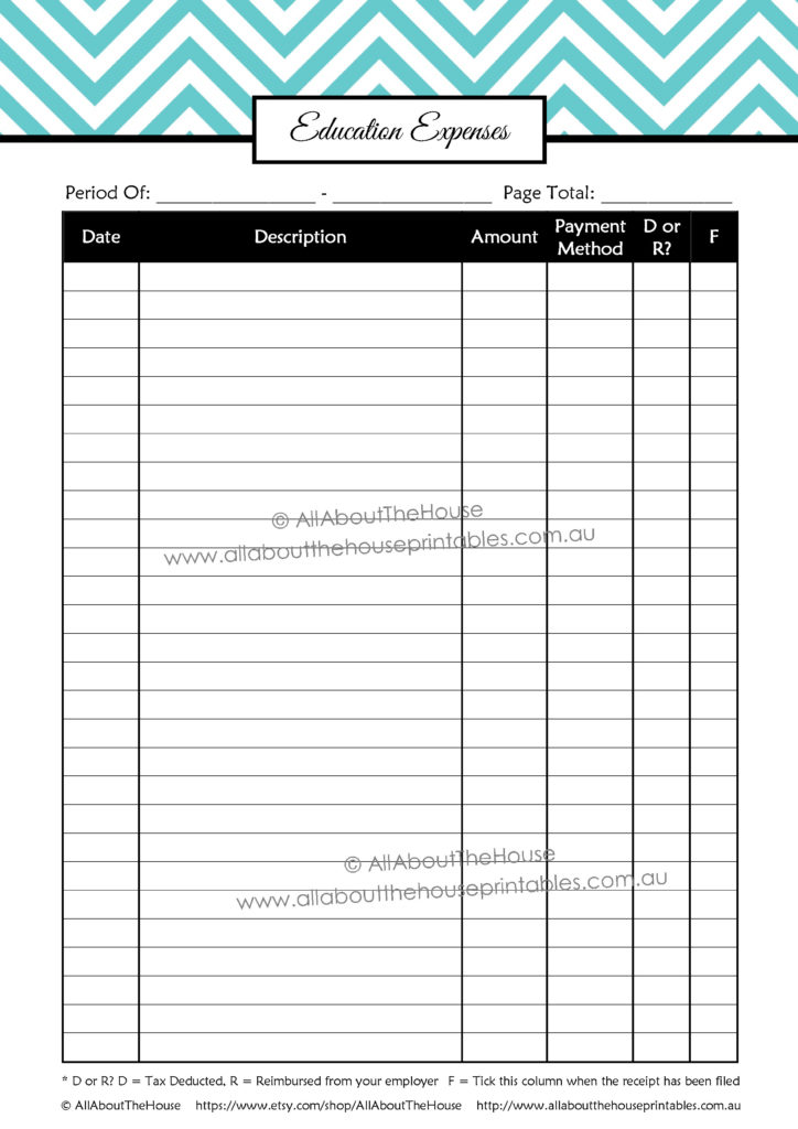 Education Expenses tax deductions for college students how to organize taxes calculate tax return tool printable planner
