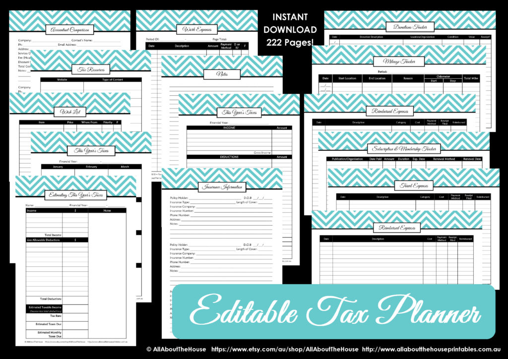 tax deductions small business blogger direct sales budget binder editable printable planning how to organize paperwork filing