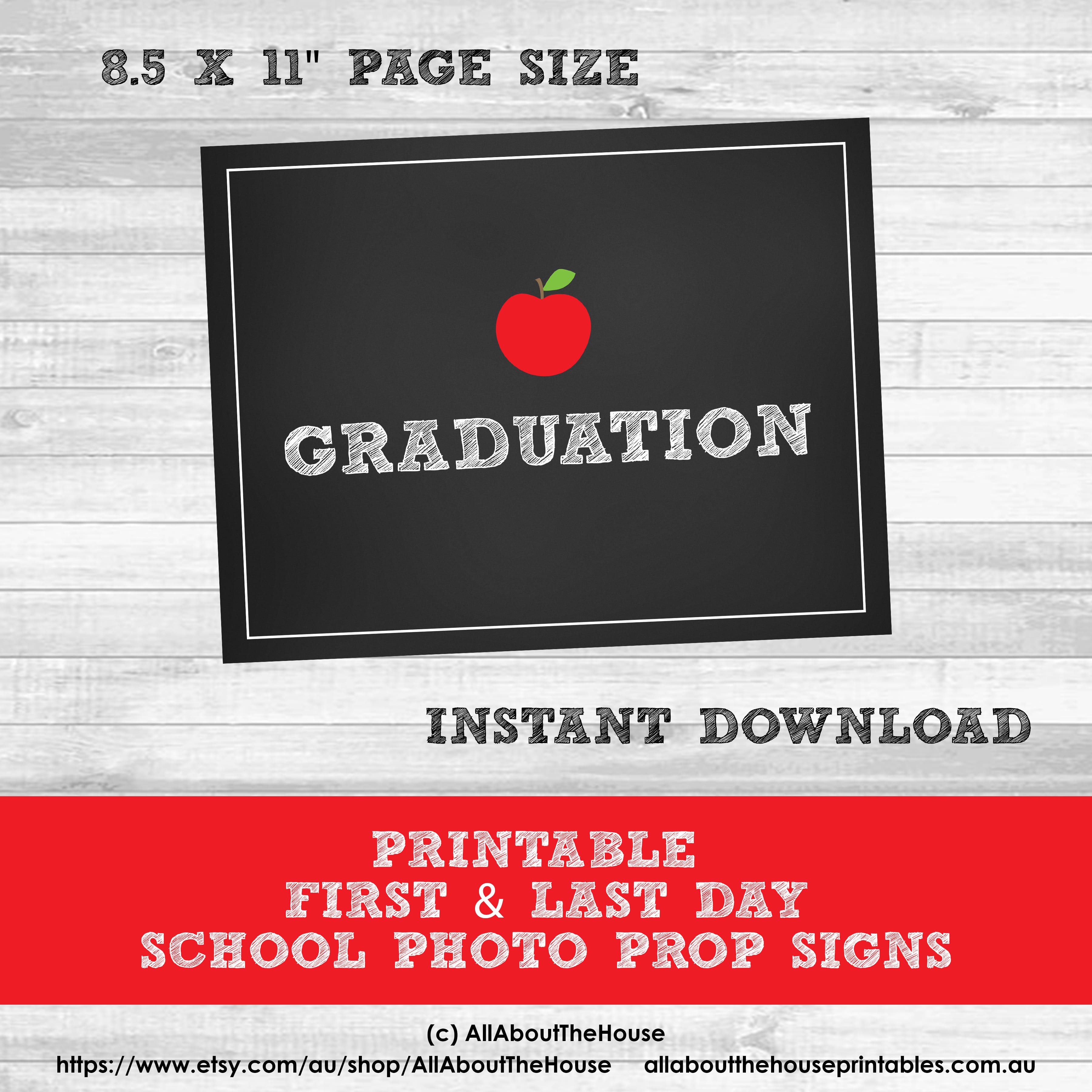 Grade Signs Photo Prop First Day Last Day School Printable Chalkboard graduation-min