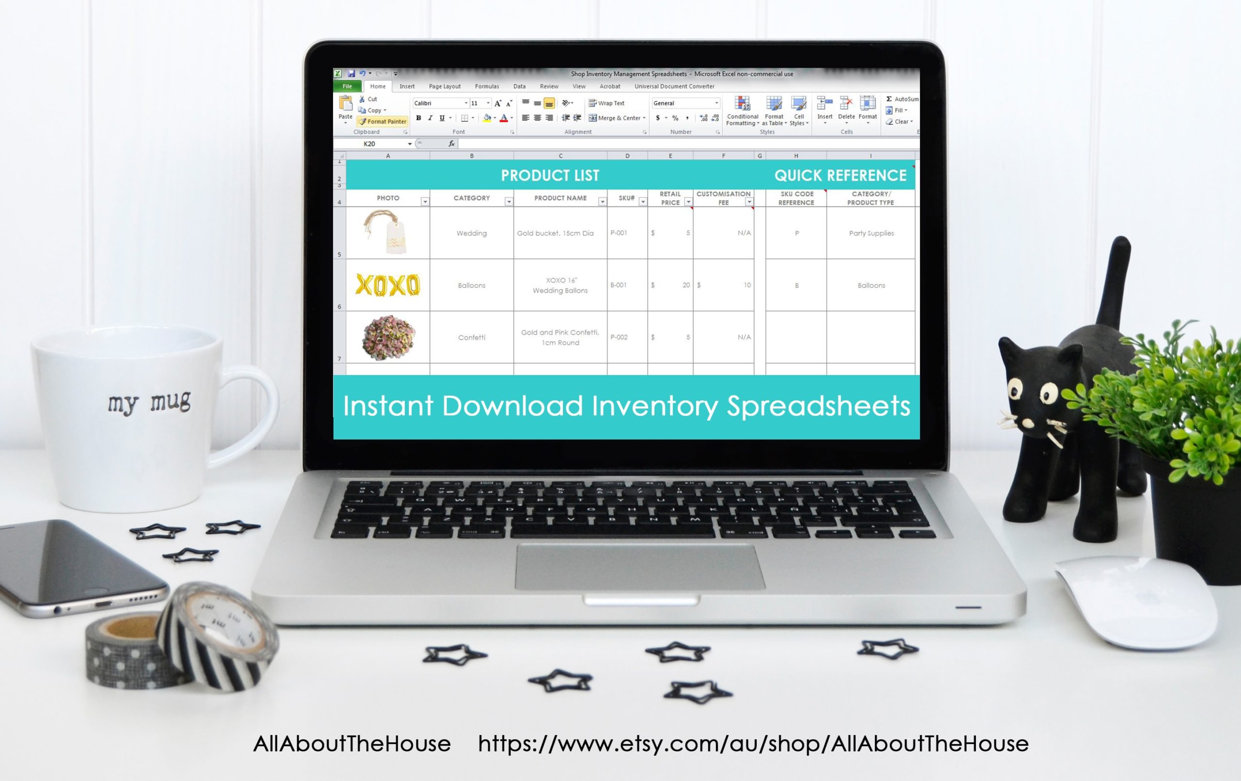 product list template inventory supplier tracking system excel spreadsheet google docs online business etsy seller etsypreneur handmade pricing cost of goods sold materials