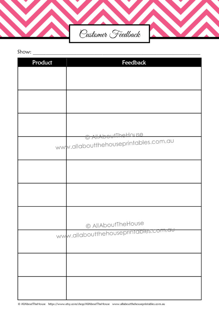 customer feedback form review printable planner online business craft market organizer editable planner insert customer service checklists
