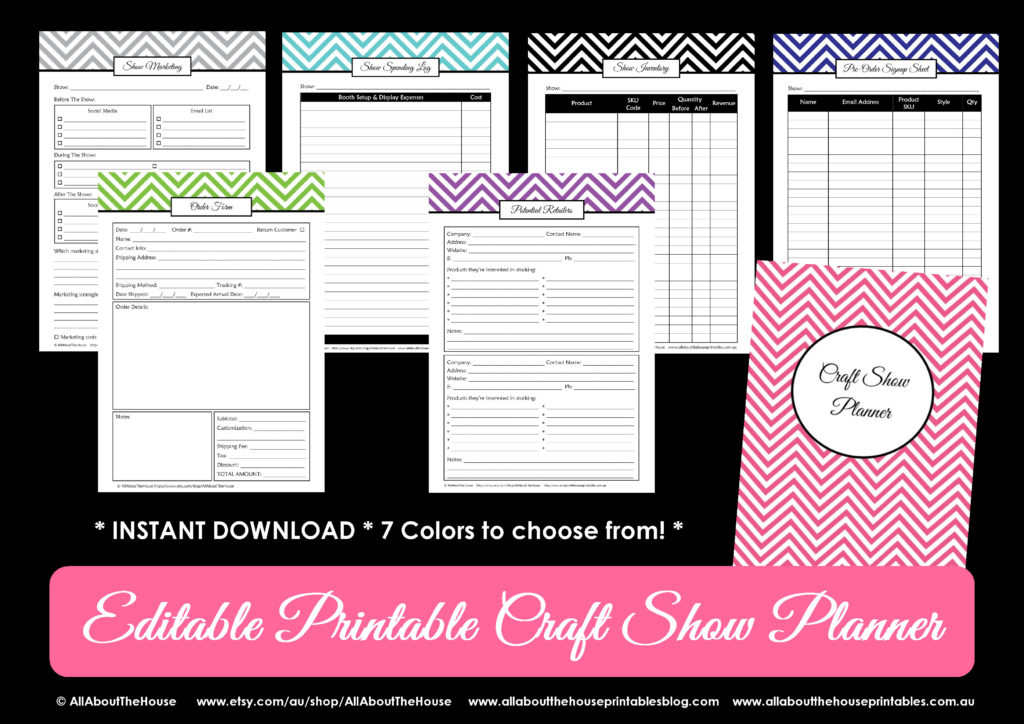 craft show printable planner editable organizer half page full page checklist to do market stall booth trade show