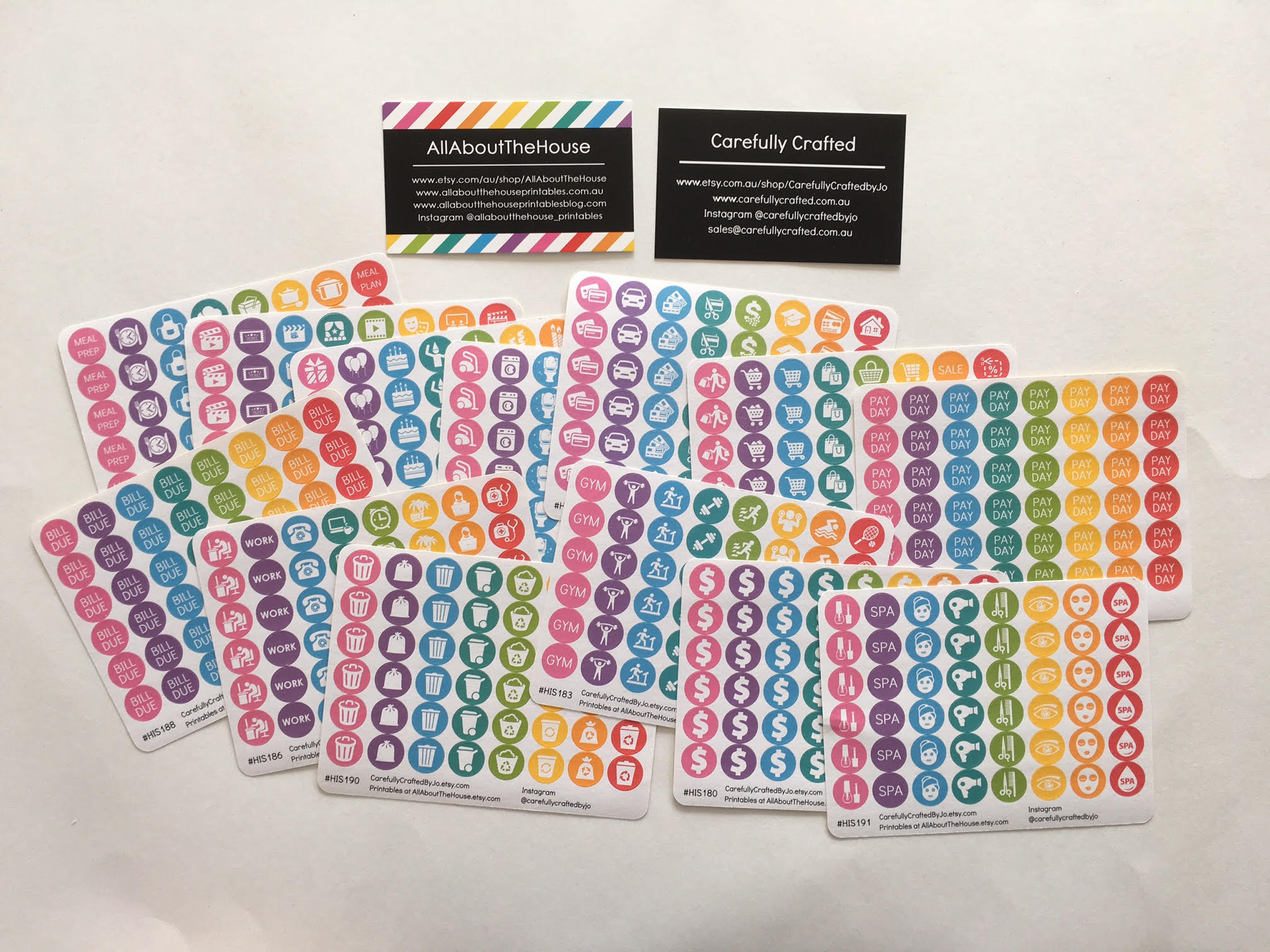 Colour Coding Stickers Planner Stickers Pastel Organisational Rainbow bill due stickers Functional Stickers