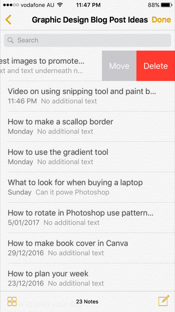 how to keep track of blog post ideas using iphone no paid app bloggers tools organizer planner system blogging