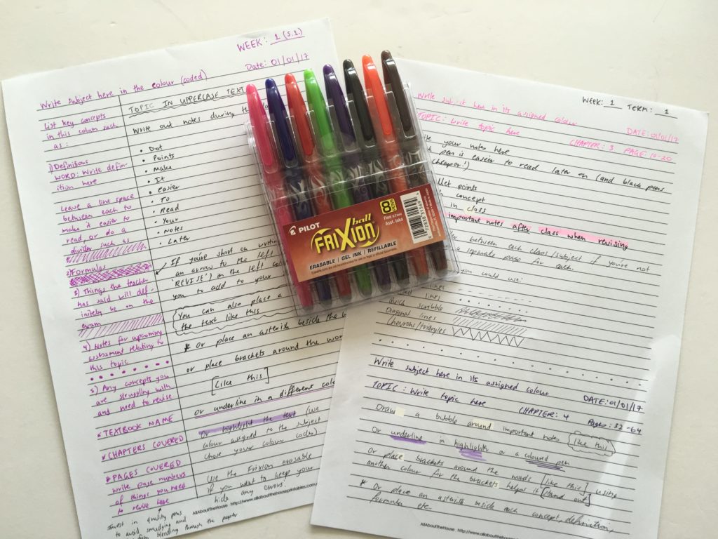 How to organize and color code your notes for school, college or university  – All About Planners