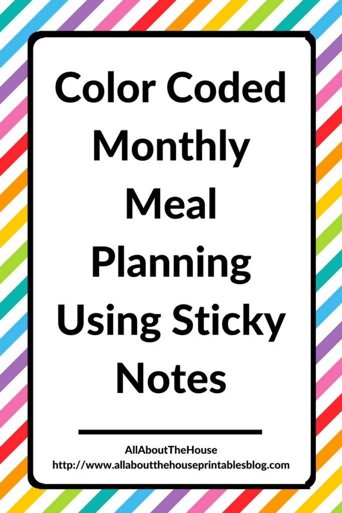color coded monthly meal planning using sticky notes menu planner dinner plan 30 day meal plan recipe organization home binder