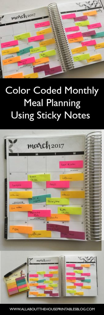 color coded monthly meal planning using sticky notes monthly planning how to color code your planner effectively schedule balanced diet