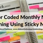 Color coded monthly meal planning using sticky notes