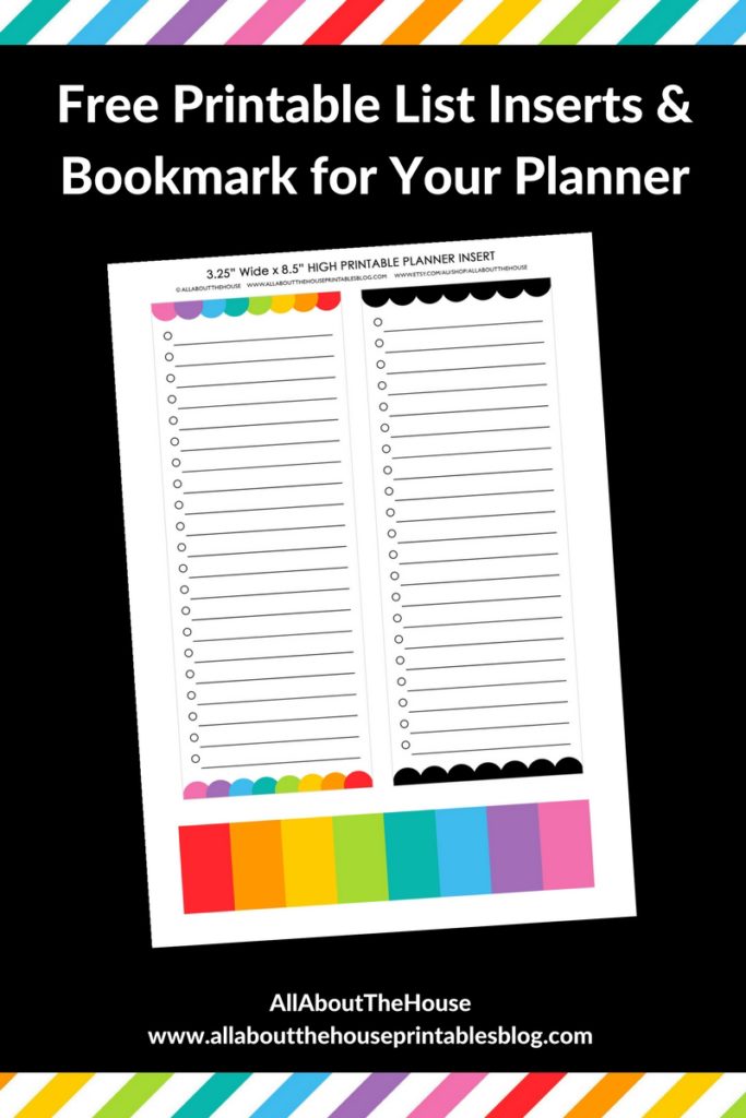 free printable bookmark list making insert planner printable rainbow dashboard to do list insert checklist