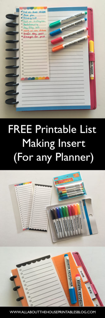 free printable list making planner insert rainbow checklist to do list dry erase planner bookmark page marker how to make printables