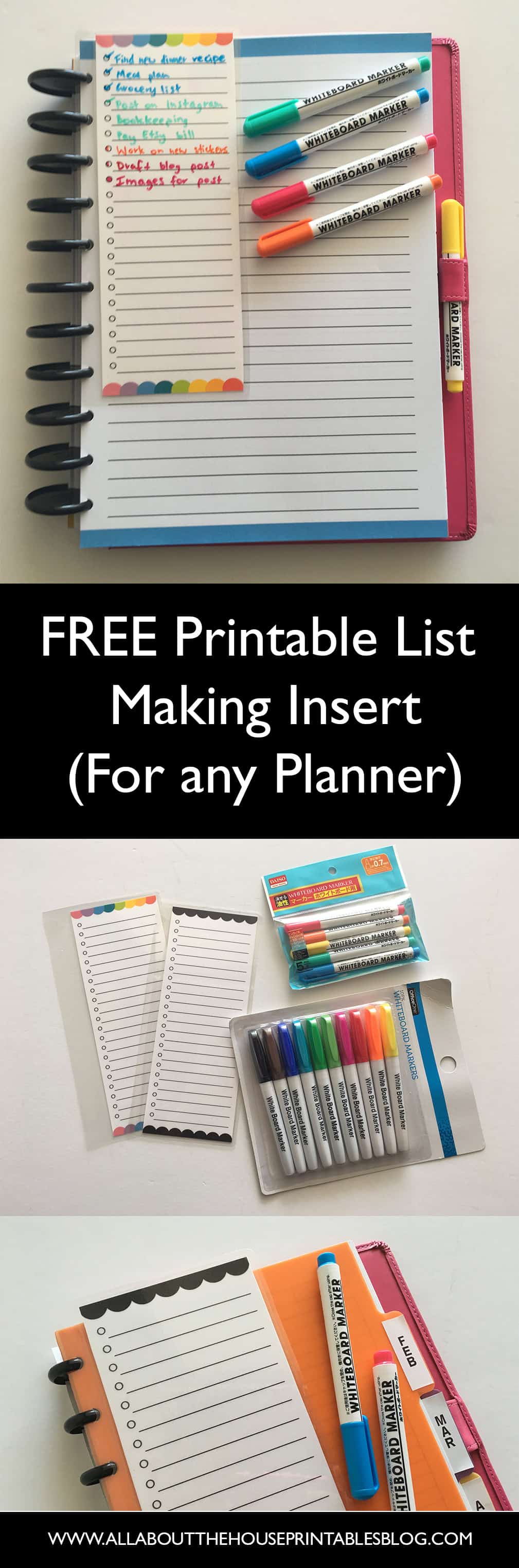 Free printable planner insert (for to do lists, grocery lists, weekly ...