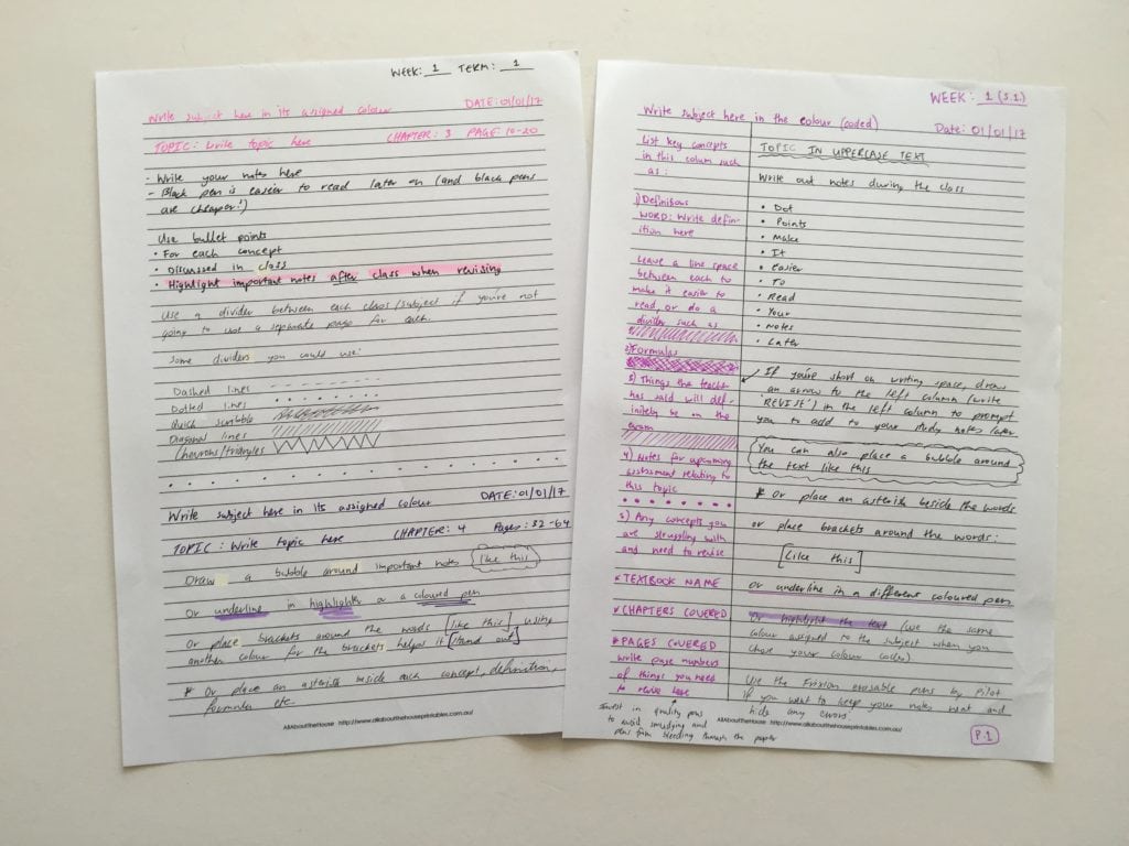 How To Organize And Color Code Your Notes For School College Or University