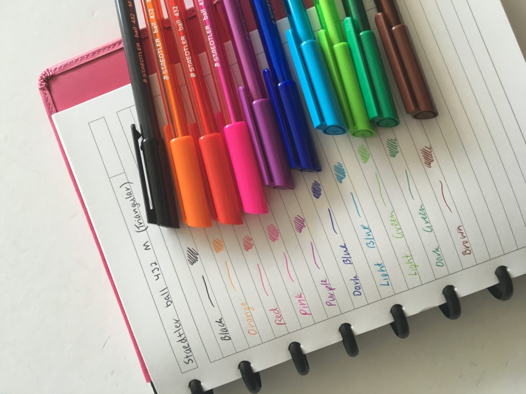 staedtler ball 432 m pen review best planner pens black planner addict newbie supplies rainbow color coding