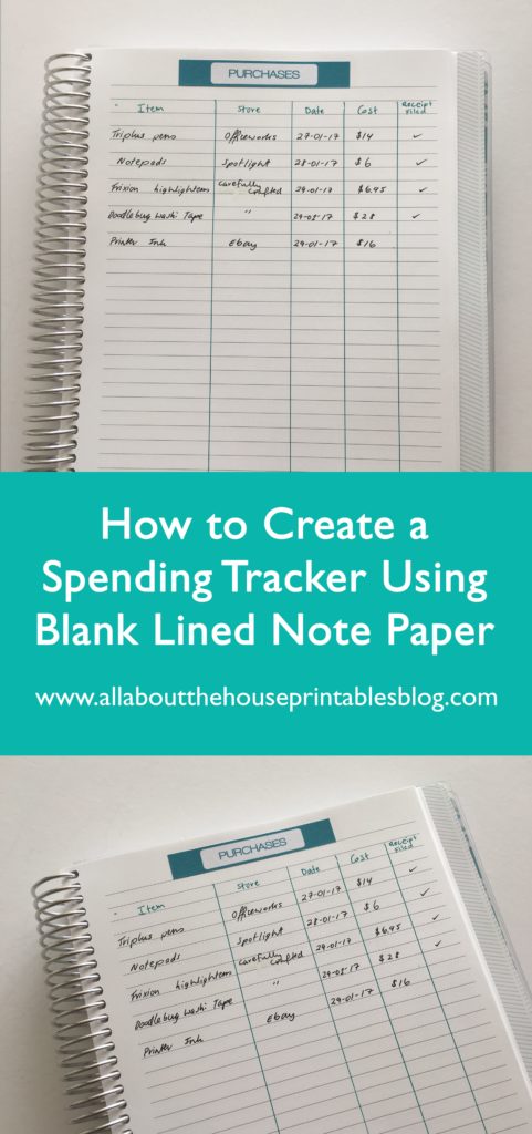 what to do wiith empty notebooks spending tracker purchases online shopping record using blank note paper diy planner stickers printable-min