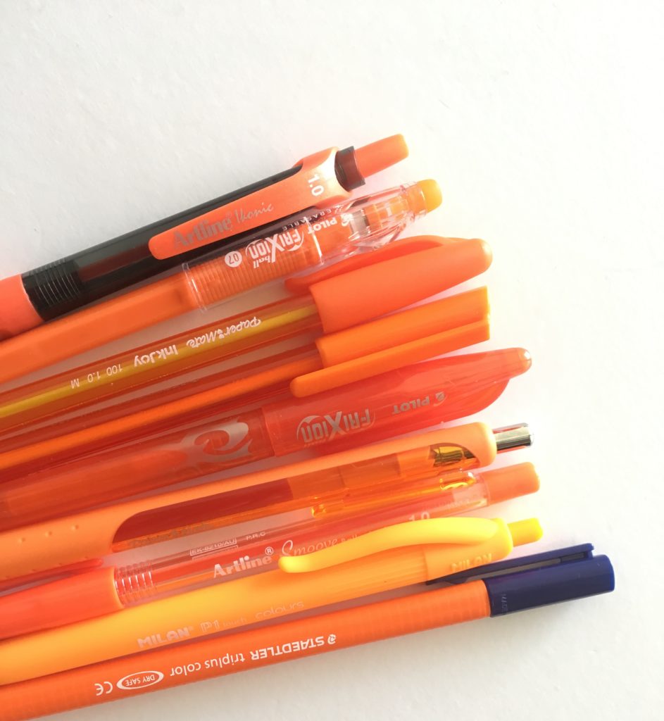 best planner pens orange color coding how to color code your planner inkjoy paper mater milan frixion artline staedter review