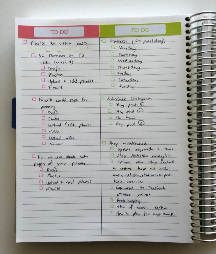 color coded list making how to use blank notes pages of your planner blogging business uses for an empty notebook