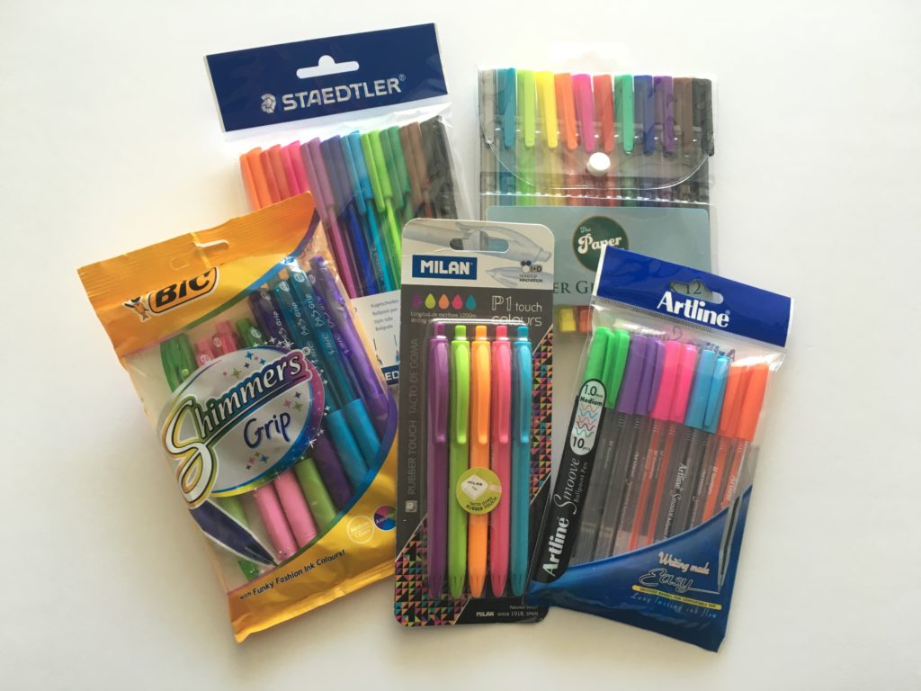 favorite planner pens best pens for color coding planner supplies acccessories rainbow review artline papermate inkjoy gel ballpoint