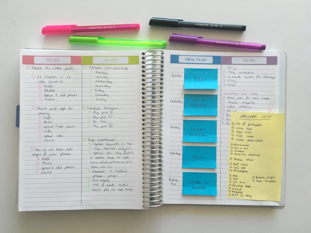 how to plan your week using blank note paper no sticker week color coding simple planner spread diy daily sticky notes