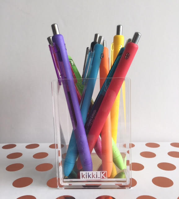 kikki k pen cup with inkjoy rainbow pens