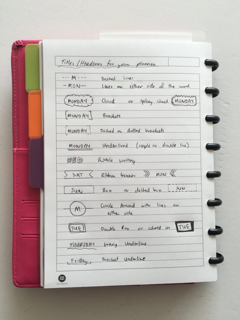 planner coding key bullet journalling minimalistic simple planner spread inspiration decor pens header alternatives to using stickers arc