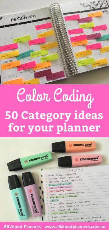 how to color code your planner 50 category ideas home family health color theory planning tips newbie inspiration ideas all about planners