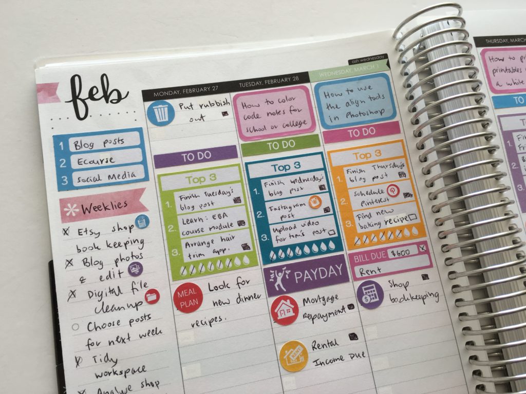 how to set yourself up for a productive week in the erin condren hourly planner review time management planner stickers top 3 weekly spread