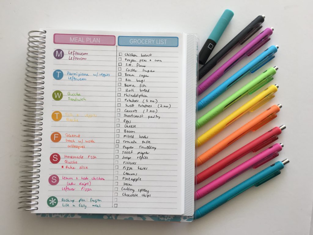 how to use blank pages of your notebook minimalist meal planning ideas inspiration bullet journalling color coding papermate inkjoy gel review-min