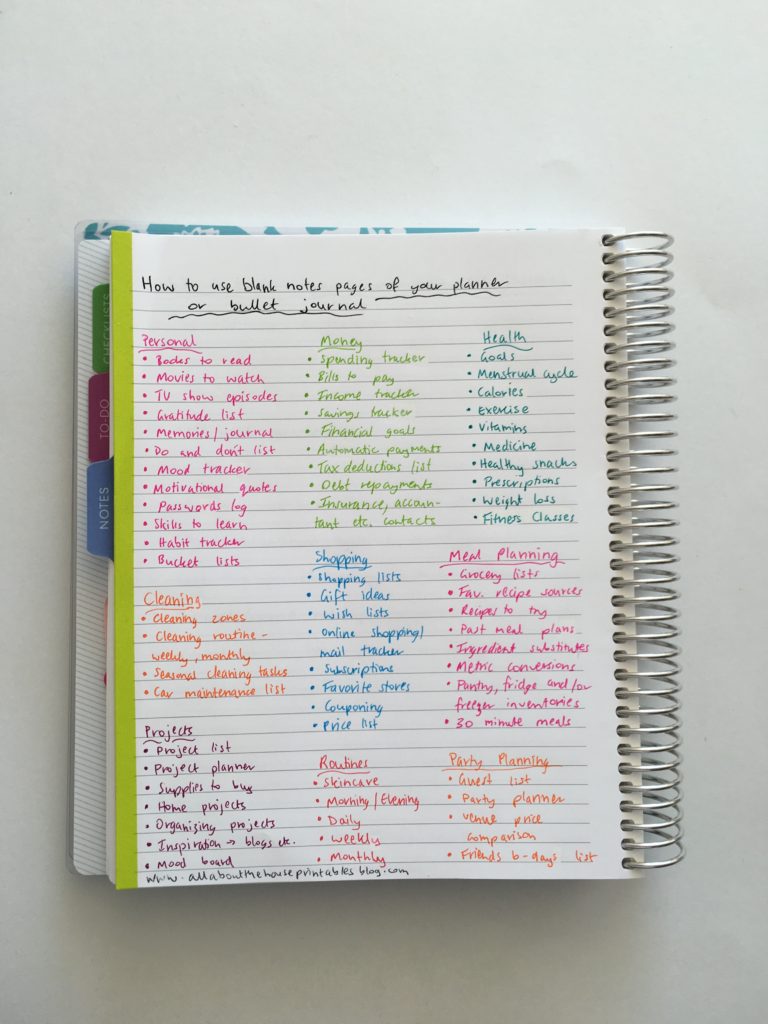 how to use the blank pages of your planner of a notebook tips ideas all about planners