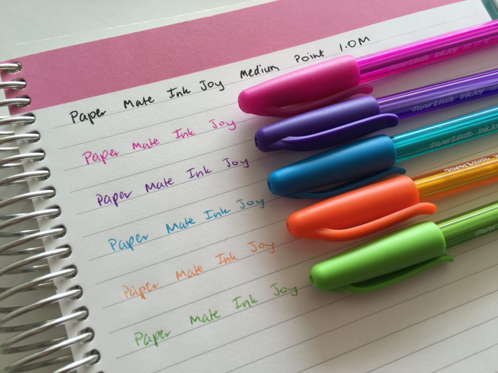 papermate inkjoy medium point tip pens 1.0mm review best pens for color coding cheap planner supplies addict favorite-min