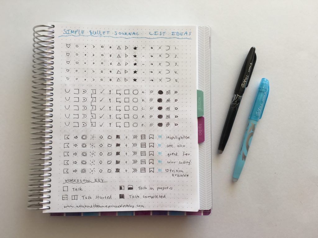bullet journal list ideas inspiration layout tips tricks hacks organized to do list color coding symbol
