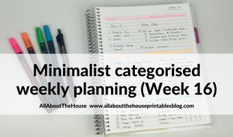 Minimalist 1 page categorised planning using black pen & highlighters (Week 16)