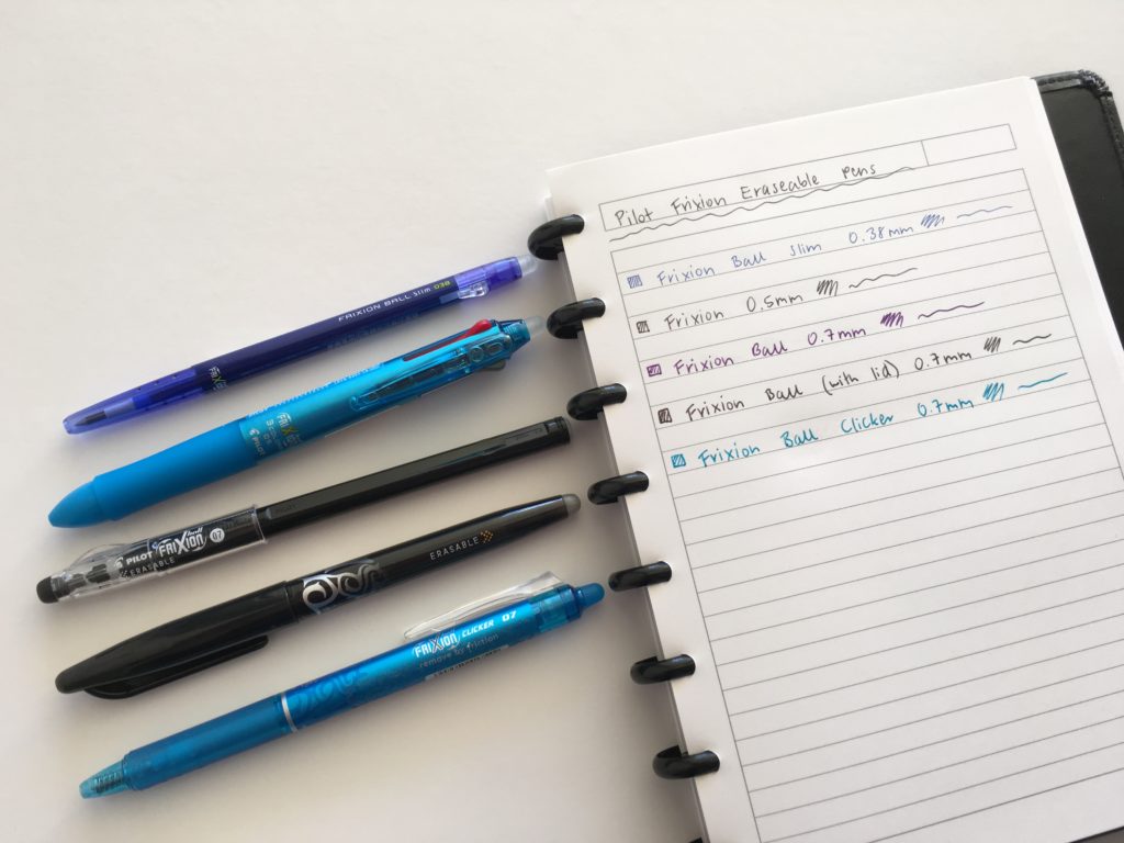 pilot frixion erasable pen review blue black arc planner clicker refillable erasable best planner pens no bleed favorite pens for planning