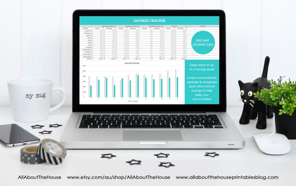 savings tracker spreadsheets personal budgeting income expenses tracking spending log family budget monthly editable excel instant download simple-min