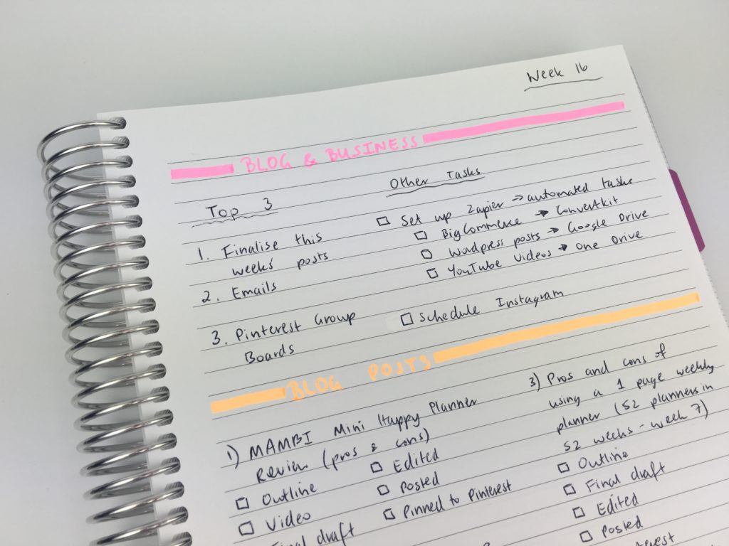 simple quick bullet journal ideas planner inspiration categorised checklist weekly routine color coding blog planner task list color coded highlighters