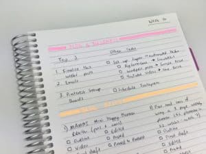 Highlighter Task Minimalist 1 page categorised planning using black pen & highlighters ...
