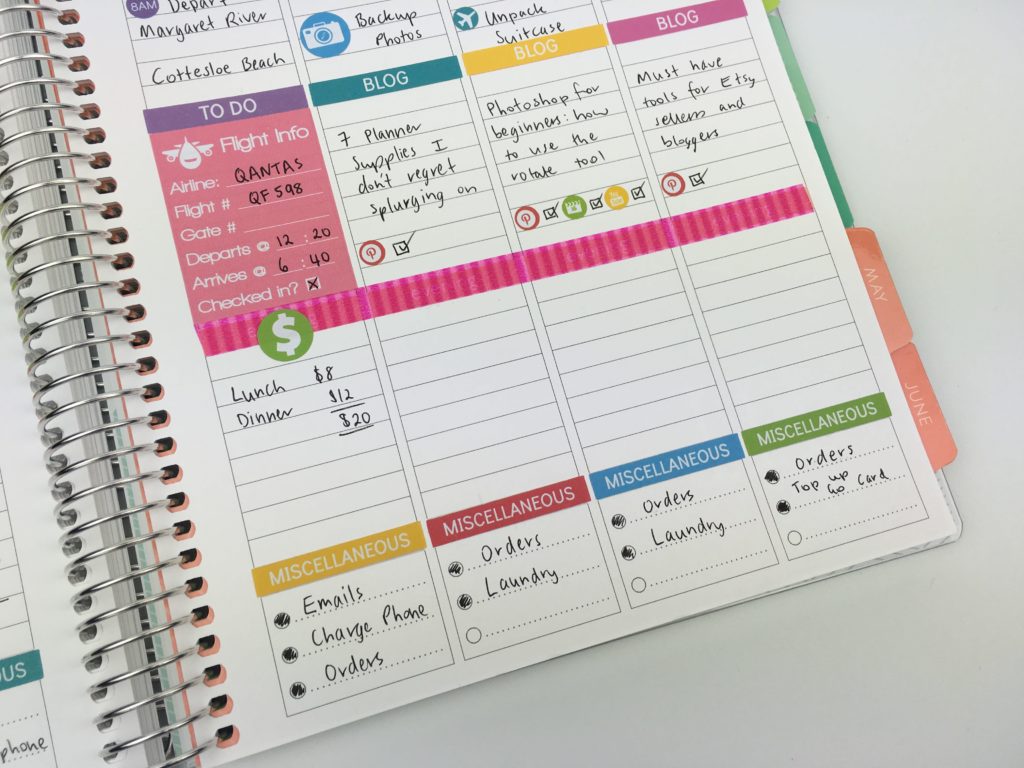 travel planning plan with me weekly spread colorful weekly planner rainbow plum paper vertical lined cheaper alternative to erin condren