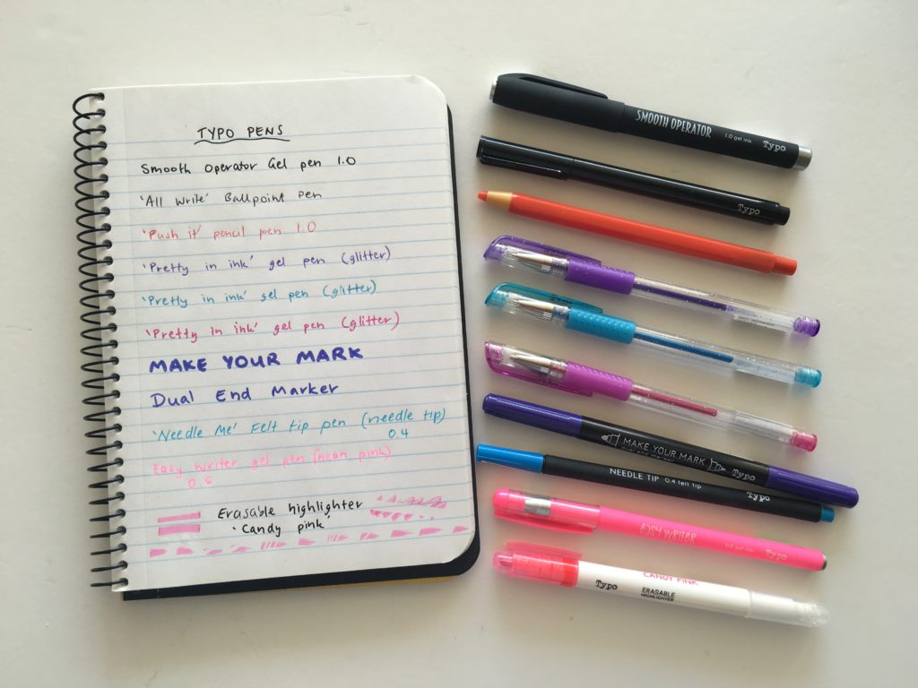 typo planner pen haul favorite australian stationery shops review planner supplies erasable highlighters fine tip gel pens